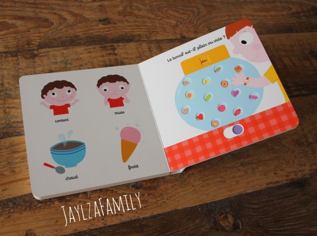 Mes premiers animaux à toucher, Auzou Eveil; on imagier-accordéon de la mer, Tourbillon; Mon imagier des contraires Kididoc, Nathan.